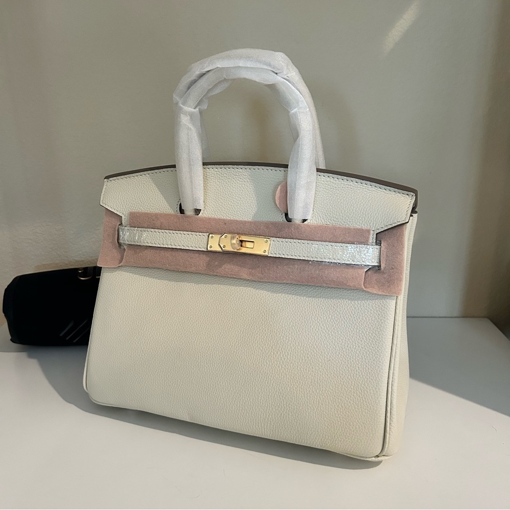 30cm Cream White Top Handle Leather Satchel BK Style